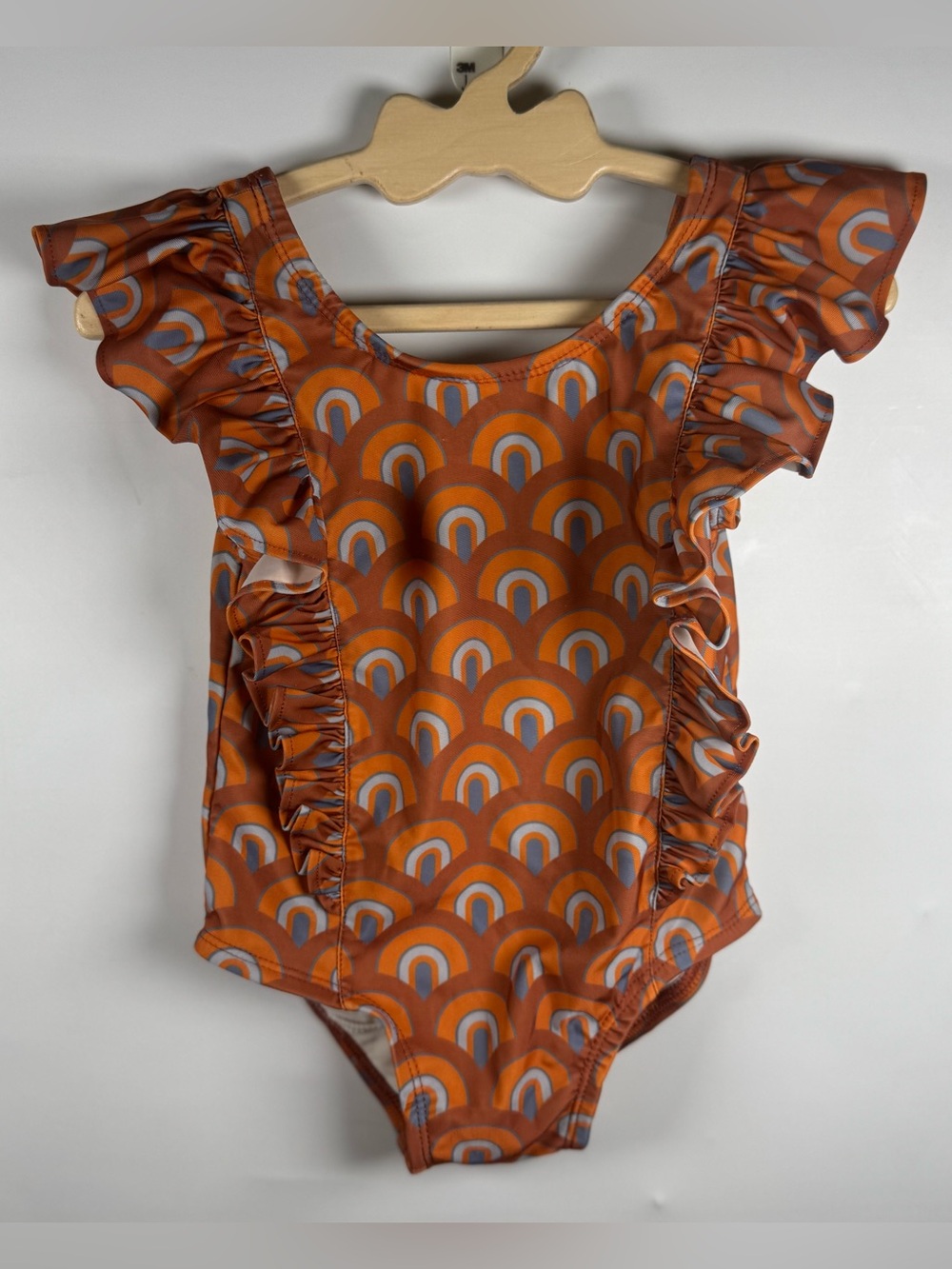 Kate Quinn Girls Rainbow One Piece Swimsuit 2T Coastal Summer Beach Retro Orange